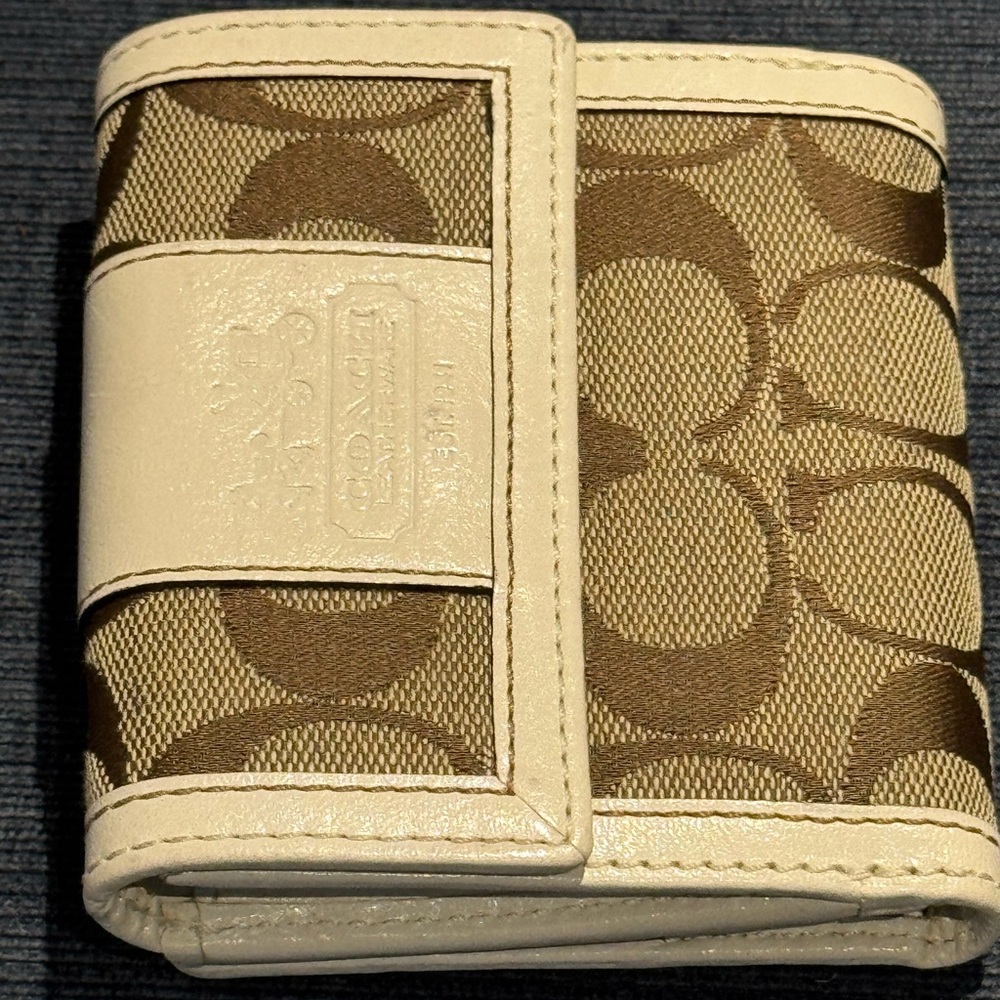 Coach Cream and White Wallet